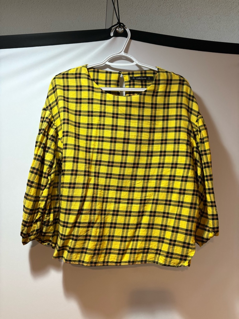 Zara Yellow and Black Plaid Top
